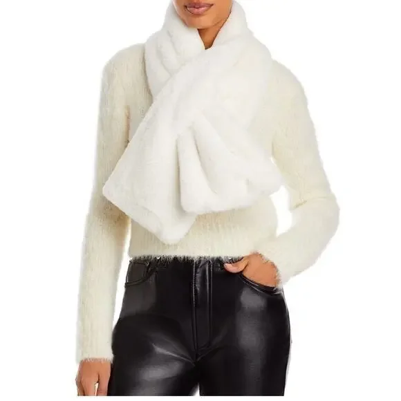 APPARIS Ivory Bambi White Faux Fur Neck Scarf NWT ☆ MSRP 92.00 - Picture 2 of 5